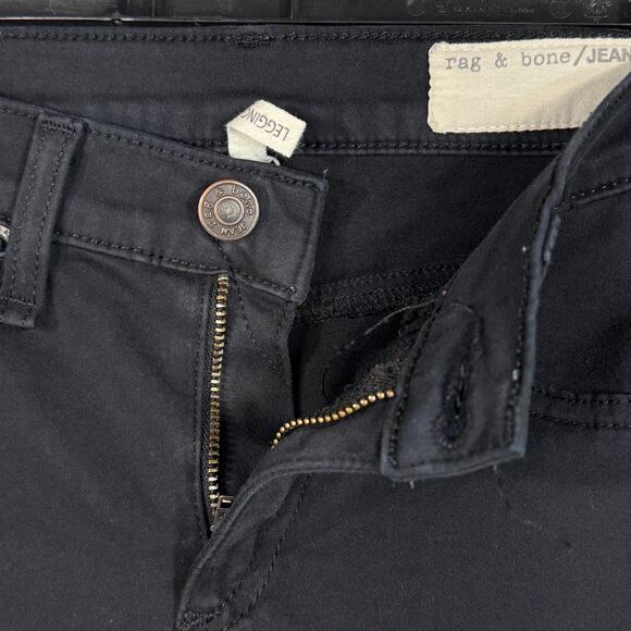 Rag & Bone SZ 26 Legging Jegging Pants Stretch Low-Rise Zip-Fly Black Plush - Picture 8 of 11